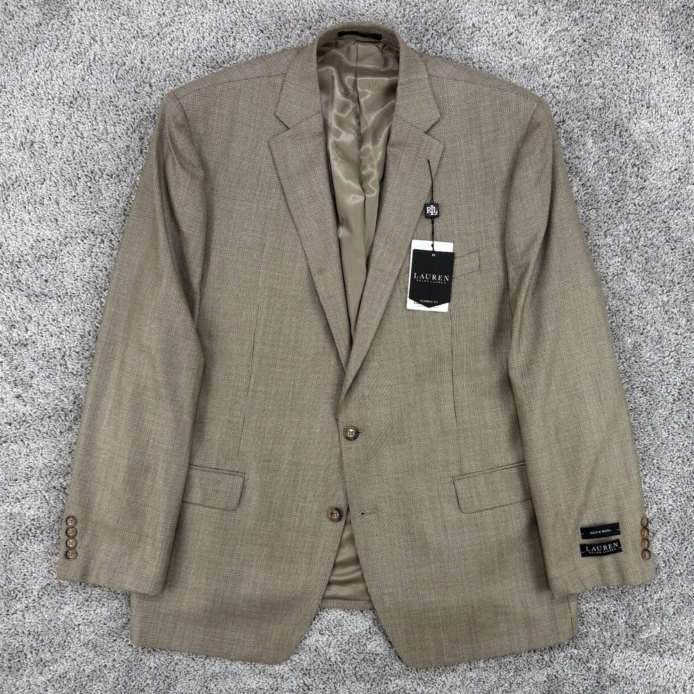 Lauren Ralph Lauren Blazer Mens 48L NWT Silk Wool Black Label Ultra Flex Classic